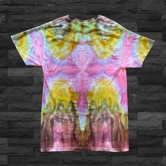 Ice Dyed Unisex T-shirt - Tie Dye Accordion - Pink Gold Bronze - Handmade Small - Picture 2 of 9